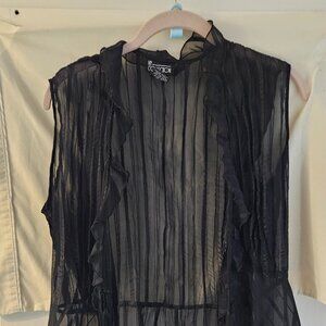 NY COLLECTION Brand Sheer Black Sleeveless Top  Size S
